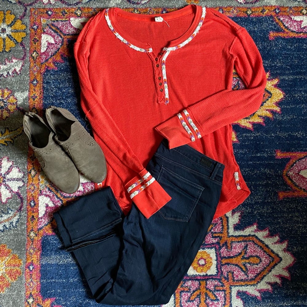 EUC Free People Rainbow Henley